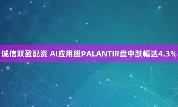 诚信双盈配资 AI应用股PALANTIR盘中跌幅达4.3%